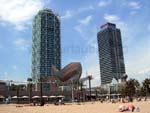 Skyline of Barcelona with the luxury hotel Arts on the left
