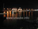 The harbour of Playa Blanca at night