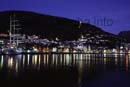 'Port bay Vagen and Bergen at night at the bottom of the local mountain Flöjen