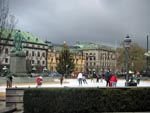 Artificially arranged ice rink between the Saint Jacob\'s Church and the House of Swedes