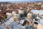 View to the cupolas of the basilica and the oldtown of Venice from the Campanile Tower