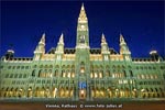 The impressive front cladding of the city hall of Vienna is located right in front of the royal theatre.