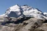 The Lyskamm (4527 m) viewed from the Rothorn; before it, the Gornergrat