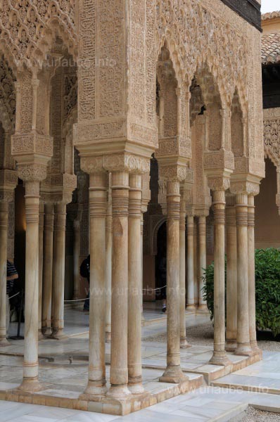 The columns and arches in the Courtyard of the Lions