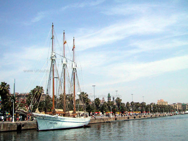 The long extended Moll de la Fusta at the Port Vell