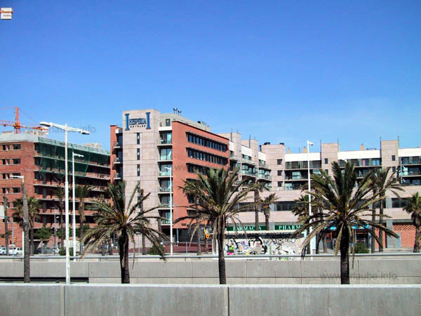 View from the sea to the hotel