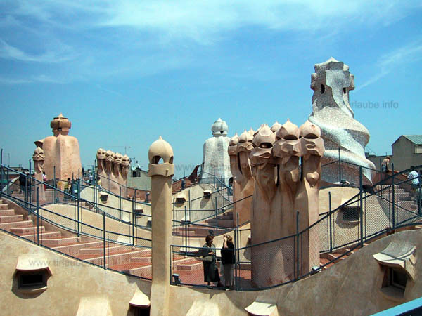 The bizarre chimneys on the roof of the Casa Mil&agrave;