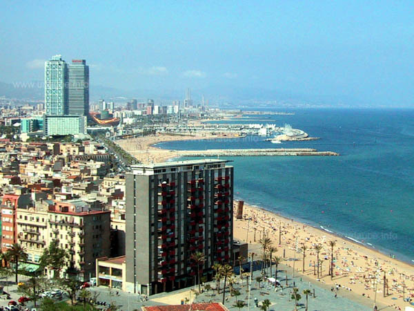 The beach line of Barcelona