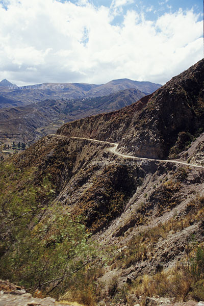 'A typical Bolivian mountain road...