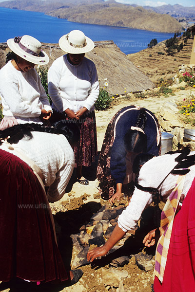 Underneath these stones some food is supposed to be?