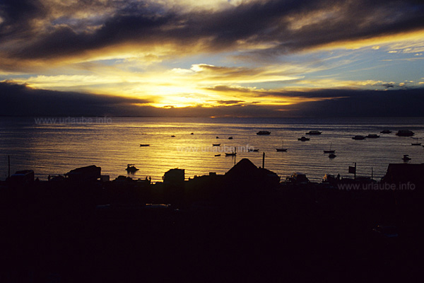 Sunset over the harbour of Copacabana