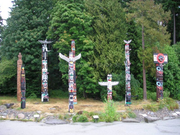 Indian art displayed in Stanley Park, Vancouver