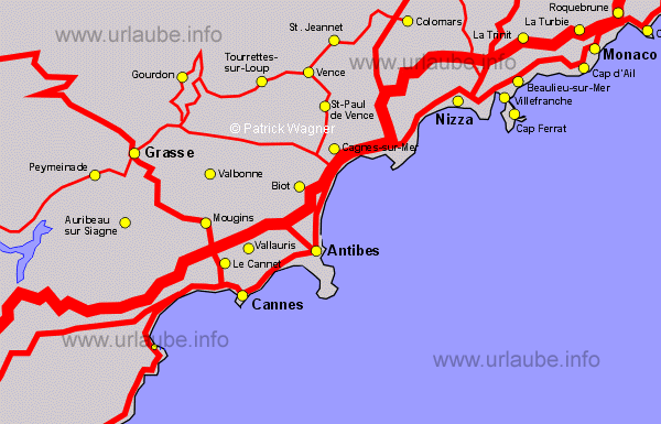 Map of Cannes and Surroundings