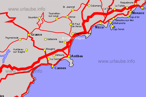 Map of Nice and surroundings