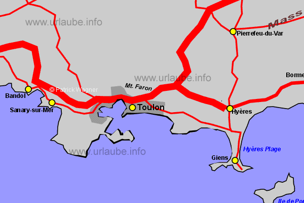 Map of Toulon and surroundings