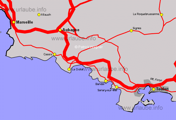 The coast line between Toulon and Marseille