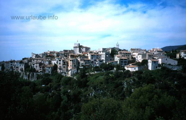 Tourrettes-sur-Loup shines down from its limestone rock.
