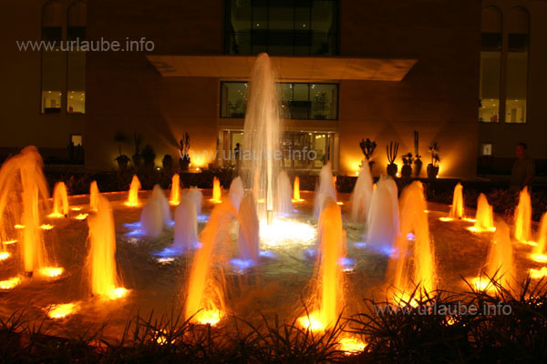 Water games in front of the hotel entrance
