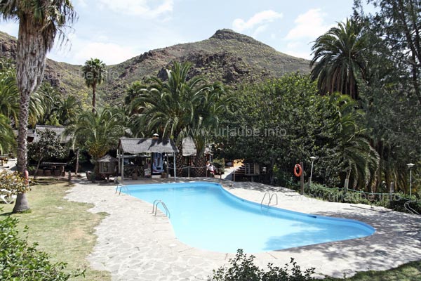 The whole complex of Molino de Agua is located amidst countless palms and trees.