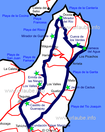 Tour in the northern part of the island; click to amplify