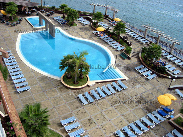 View to the pool from the roof-deck of the hotel
