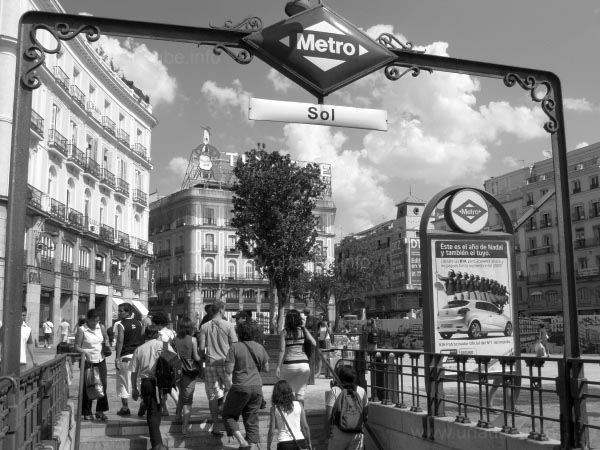 Always crowded with people - one of the subway exits of the subway station Sol