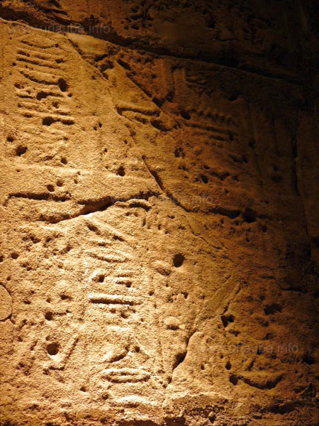 Hieroglyphics on the walls in the interior of the temple