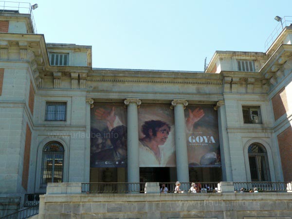 An exhibition focused on the artworks of Goya. The cutout of the painting shows a part of the artwork Executions of May 3rd, 1808