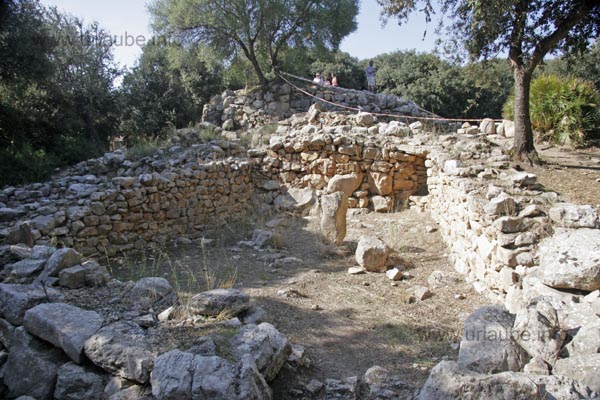 The remains of a wall in the interior of the area