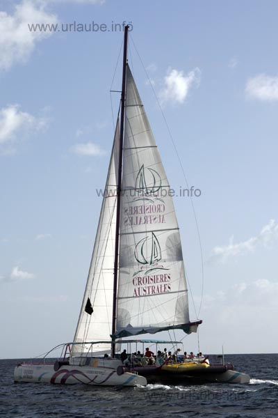 The big catamaran Harry Wilson II is passing us.