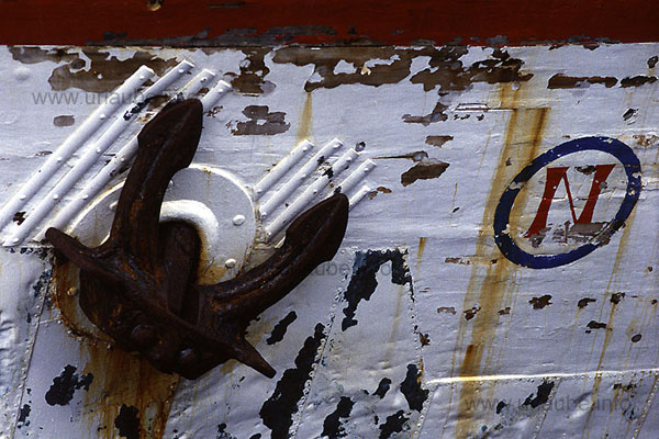 Fishing boat, marked by the hard work in the North Sea