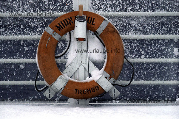 The fast steamer is marked by a stormy winter night