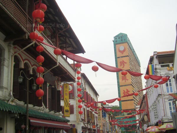 Typical HDB residential buildings amidst Chinatown