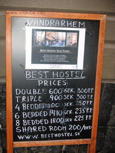 Sign with the prices of the Best Hostel Old Town