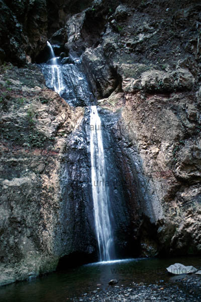 The three-staged water fall at the end of the Barranco del Infierno