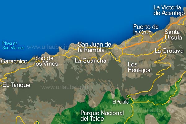 The North of Tenerifa on the map