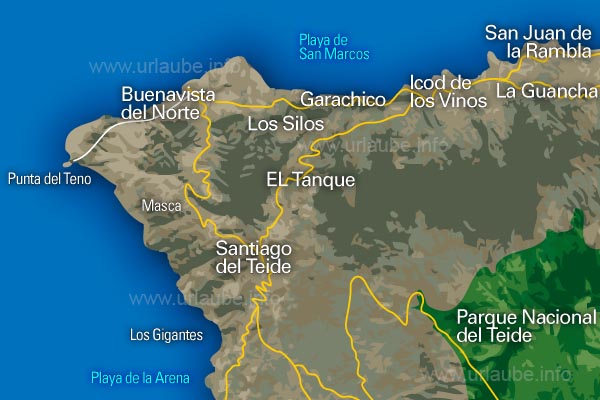 The Teno mountains on the map