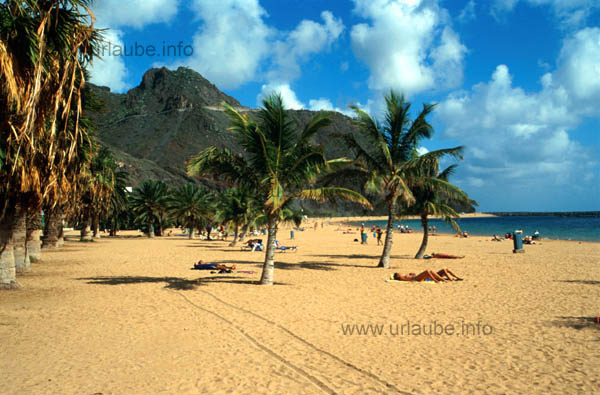 The long extended caribean beach Playa de las Teresitas