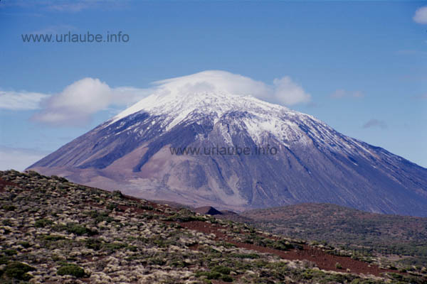 The Teide with hood viewed from the observatory.