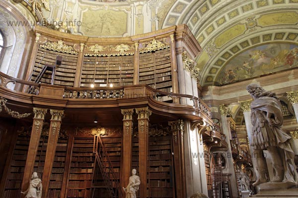 The ceremonial room is one of the most beautiful baroque library halls of the world.