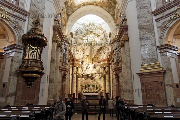 Due to the arrangement of the interior of the St. Charles Church, it is one of the most significant baroque churches at the north of the Alps