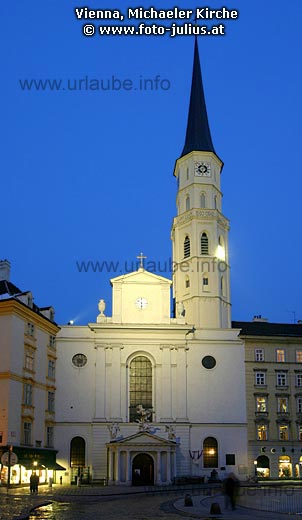 The St. Michael's Church stands right in front of the Hofburg of Vienna at the same named St. Michaels plaza and was the courtly parish church for a long time