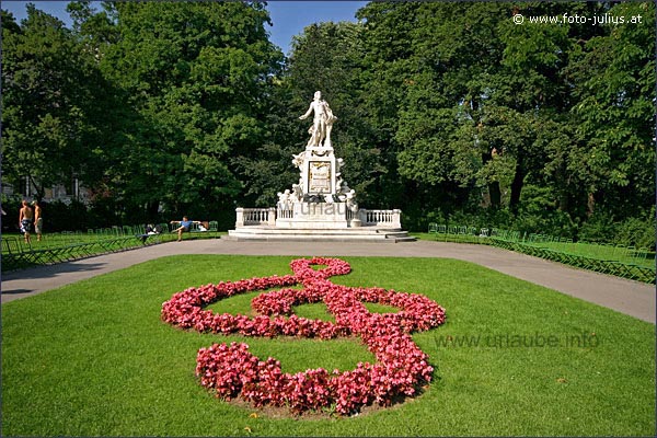 In the Burggarten, there is a monument of Wolfgang Amadeus Mozart.