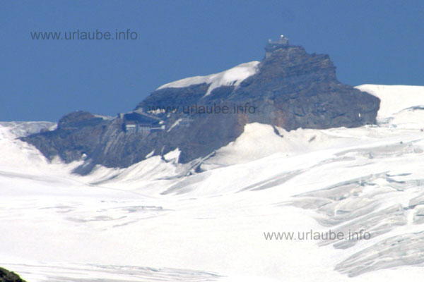 The Jungfraujoch that is accessible by mountain railway between Jungfrau and M&ouml;nch, pictured from Eggishorn