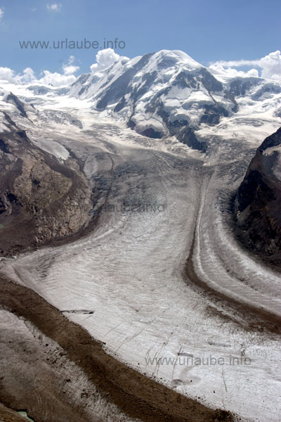 Der Gornergletscher mit dem 4527 m hohen Liskamm dahinter