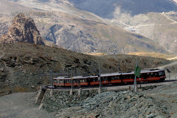 The Gornergratbahn shortly to its station of destination at a height of 3089 m