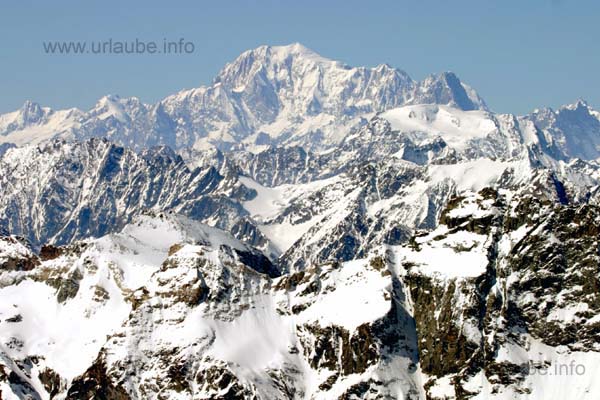 View from the Klein Matterhorn to the Mont Blanc in the winter