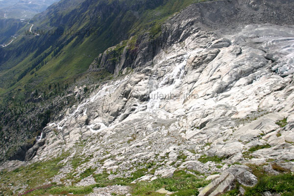 Stone pit at the lower end of the Rhone-Glacier that was fully covered with ice in the past