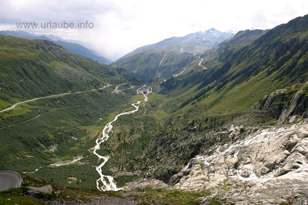 View down from the Furka to the beginning Rhonetal
