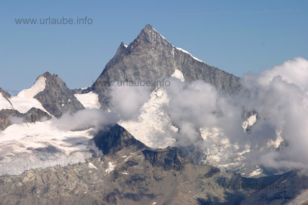 The 4506 m heighted Weisshorn pictured from the Klein Matterhorn